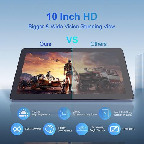 C idea 10 inch Tablet,Android 12.0 Big Smart Tablet 6GB+64GB Storage 5MP+8MP Cameras 6000mAh Long Time Battery 800x12800 Scratch-Resistant IPS HD Touchscreen Tablet PC (Grey) in Kuwait