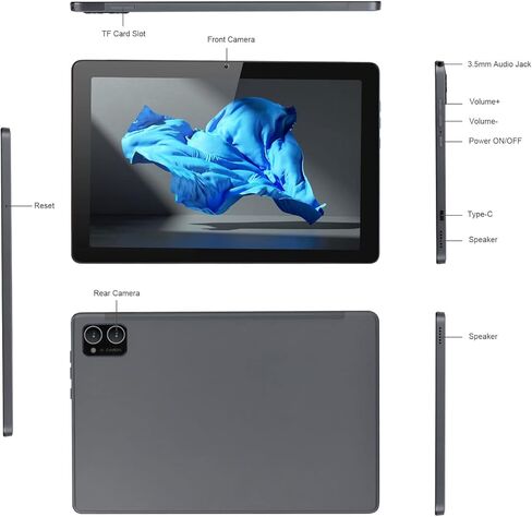 C idea 10 inch Tablet,Android 12.0 Big Smart Tablet 6GB+64GB Storage 5MP+8MP Cameras 6000mAh Long Time Battery 800x12800 Scratch-Resistant IPS HD Touchscreen Tablet PC (Grey) in Kuwait