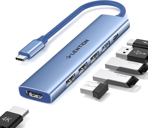محول LENTION USB C Hub متعدد المنافذ مع شحن PD بقوة 100 وات، HDMI 4K، 4 منافذ بيانات USB-A، محور من النوع C لجهاز MacBook Pro 2023-2016، New Mac Air/Surface، Chromebook، iPhone 15 Pro/Pro Max (CH17، رمادي فضائي) ) in Saudi Arabia