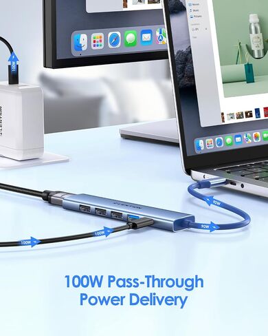 محول LENTION USB C Hub متعدد المنافذ مع شحن PD بقوة 100 وات، HDMI 4K، 4 منافذ بيانات USB-A، محور من النوع C لجهاز MacBook Pro 2023-2016، New Mac Air/Surface، Chromebook، iPhone 15 Pro/Pro Max (CH17، رمادي فضائي) ) in Saudi Arabia