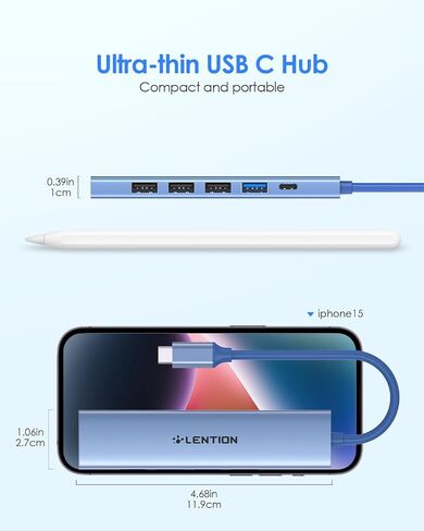 محول LENTION USB C Hub متعدد المنافذ مع شحن PD بقوة 100 وات، HDMI 4K، 4 منافذ بيانات USB-A، محور من النوع C لجهاز MacBook Pro 2023-2016، New Mac Air/Surface، Chromebook، iPhone 15 Pro/Pro Max (CH17، رمادي فضائي) ) in Saudi Arabia