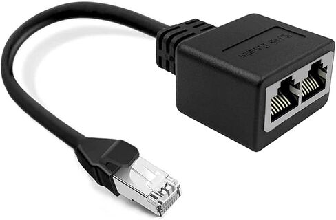 موزع إيثرنت NOBVEQ، محول شبكة ذكر إلى 2 أنثى RJ45 LAN إيثرنت محول موصل مناسب لكابل إيثرنت Super Cat5/Cat5e/Cat6 LAN، أسود-1to2 in Kuwait