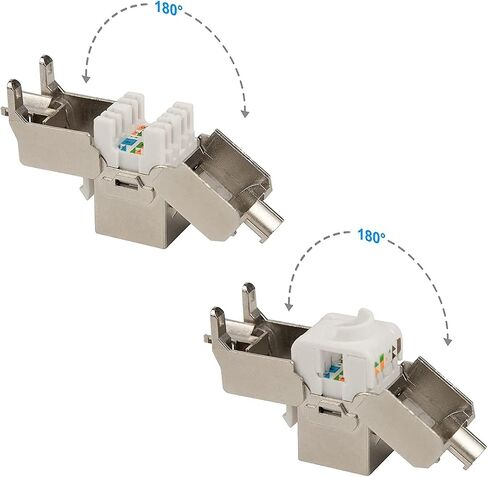 iwillink 25 حزمة RJ45 محمية cat6A كيستون جاك، 180 درجة بدون أدوات الإسكان سبائك الزنك كيستون جاك in Kuwait
