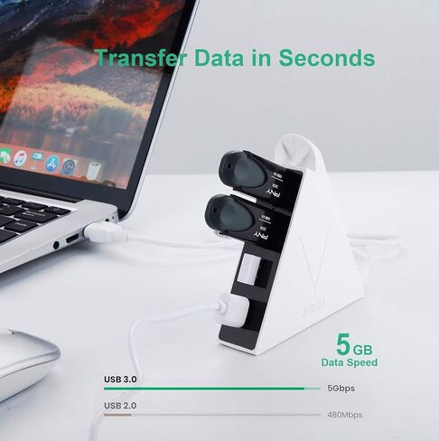 جوي راكين موزع USB 3.0 بـ4 منافذ مع كيبل ممتد بطول 2 قدم من فلاينج في هاب، منافذ USB اضافية للاجهزة مثل Xbox One وPS4 وPS5 وماك واللابتوب والكمبيوتر المكتبي in Kuwait