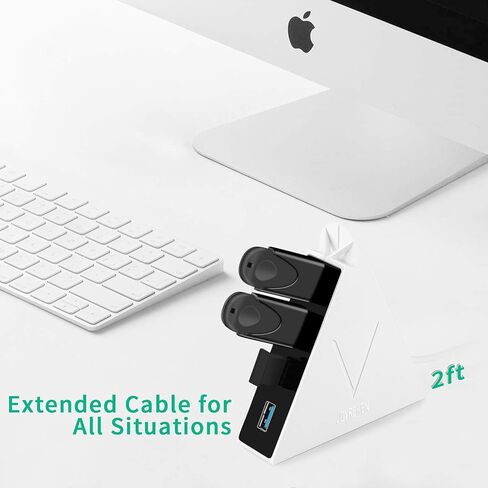 جوي راكين موزع USB 3.0 بـ4 منافذ مع كيبل ممتد بطول 2 قدم من فلاينج في هاب، منافذ USB اضافية للاجهزة مثل Xbox One وPS4 وPS5 وماك واللابتوب والكمبيوتر المكتبي in Kuwait