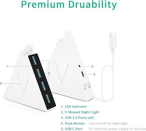 جوي راكين موزع USB 3.0 بـ4 منافذ مع كيبل ممتد بطول 2 قدم من فلاينج في هاب، منافذ USB اضافية للاجهزة مثل Xbox One وPS4 وPS5 وماك واللابتوب والكمبيوتر المكتبي in Kuwait