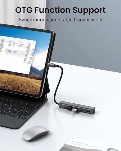محول USB C إلى USB 4 مداخل، SAILLIN ألومنيوم من النوع C إلى USB مع 4 منافذ USB 3.0 ، منفذ Thunderbolt 3 إلى USB 3.0 متعدد المنافذ متوافق مع MacBook Pro/Air، iPad Pro, XPS، Chromebook والمزيد in Kuwait