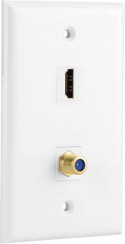 Ethernet Coax HDMI Wall Plate, 1 Port Cat 6 RJ45, 1 Port TV Coax F Type and 2 Port HDMI Keystone Wall Plate in Kuwait