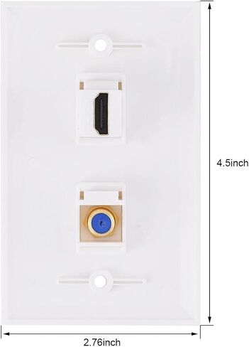 Ethernet Coax HDMI Wall Plate, 1 Port Cat 6 RJ45, 1 Port TV Coax F Type and 2 Port HDMI Keystone Wall Plate in Kuwait
