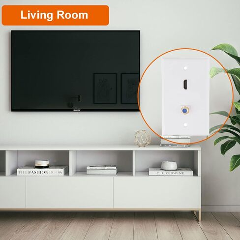 Ethernet Coax HDMI Wall Plate, 1 Port Cat 6 RJ45, 1 Port TV Coax F Type and 2 Port HDMI Keystone Wall Plate in Kuwait