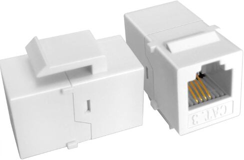 NECABLES 5Pack CAT3 Telephone Keystone Jack RJ11 Phone Keystone Coupler | RJ11 6P4C Female to Female White in Kuwait