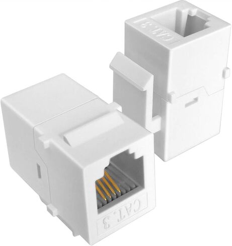 NECABLES 5Pack CAT3 Telephone Keystone Jack RJ11 Phone Keystone Coupler | RJ11 6P4C Female to Female White in Kuwait