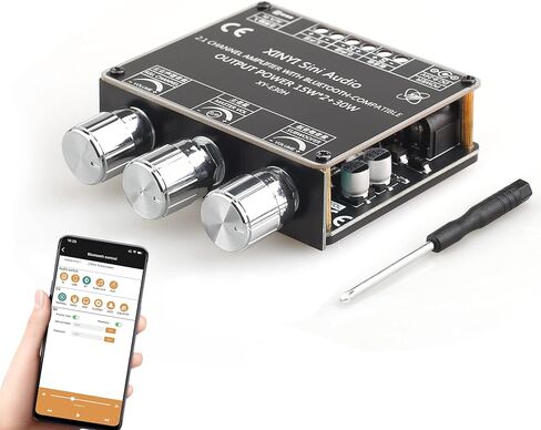 لوحة مضخم طاقة بلوتوث E30H 2.1 قناة، تدعم تغيير اسم البلوتوث وكلمة المرور، لوحة مضخم صوت بلوتوث DC12V-24V لمكبر صوت بلوتوث DIY (XY-E30H مع مصدر طاقة 12 فولت/5 أمبير تيار مستمر) in Kuwait