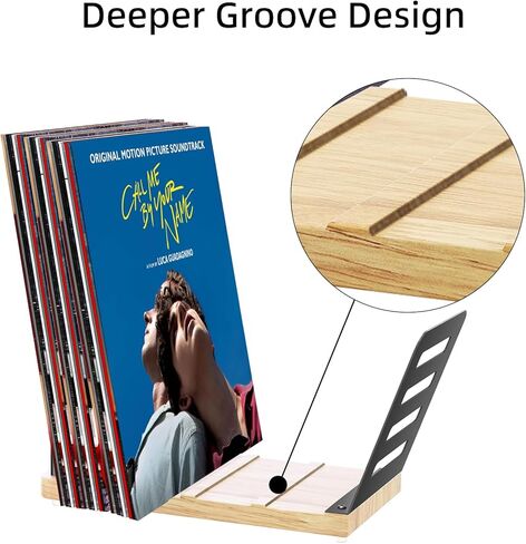 تااجي حامل أسطوانات الفينيل، حامل عرض خشبي من الفينيل لتخزين 40 الى 50 LP، حامل تسجيل فينيل مع بساط لاصق، اطارات ألبوم معدنية لسجلات الفينيل، اسود in Kuwait