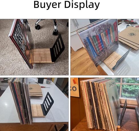 تااجي حامل أسطوانات الفينيل، حامل عرض خشبي من الفينيل لتخزين 40 الى 50 LP، حامل تسجيل فينيل مع بساط لاصق، اطارات ألبوم معدنية لسجلات الفينيل، اسود in Kuwait
