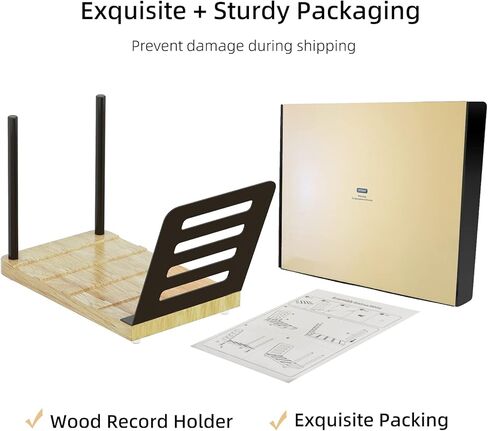 تااجي حامل أسطوانات الفينيل، حامل عرض خشبي من الفينيل لتخزين 40 الى 50 LP، حامل تسجيل فينيل مع بساط لاصق، اطارات ألبوم معدنية لسجلات الفينيل، اسود in Kuwait