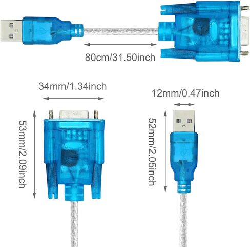 محول USB إلى تسلسلي RS232 DB9 من DKARDU، محول USB 2.0 إلى كابل تسلسلي 9 دبوس ذكر مع مجموعة شرائح كابل تحويل RS-232، Windows 10 8 7، قطعتان in Kuwait