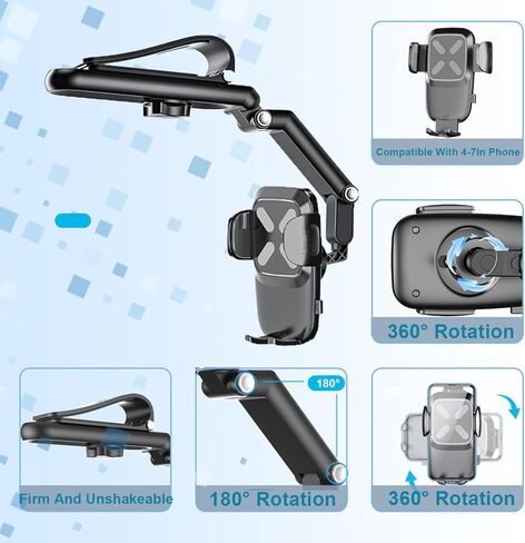 WUITIN حامل هاتف السيارة، حامل هاتف للسيارة متعدد الوظائف بزاوية 360 درجة، حامل هاتف محمول قابل للتعديل عالمي للسيارة والمطبخ المنزلي متوافق مع معظم الهواتف المحمولة in Kuwait