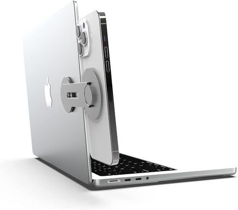 حامل الكمبيوتر المحمول ICONIT Continuity Flip iPhone - حامل هاتف مغناطيسي نحيف يدور 180 درجة لأجهزة الكمبيوتر المحمولة والشاشات - ذراع مغناطيسي قابل للتعديل - متوافق مع iPhone 14/13/12 Plus Pro Max (رمادي) in Saudi Arabia