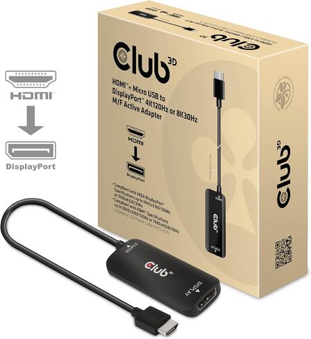 محول فيديو Club 3D HDMI إلى DisplayPort مع طاقة USB (محول HDMI 2.0 إلى Displayport) in Saudi Arabia