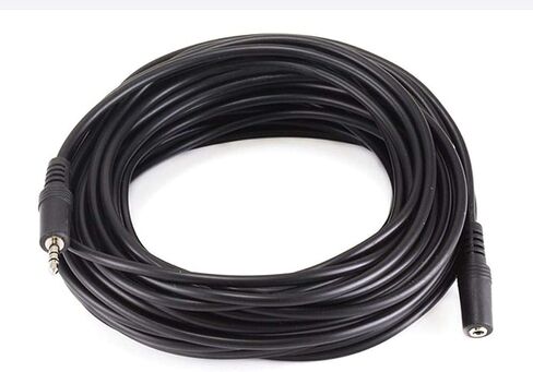 Monoprice 100649 12' 3.5mm Stereo Plug/Jack M/F Cable, Black in Kuwait