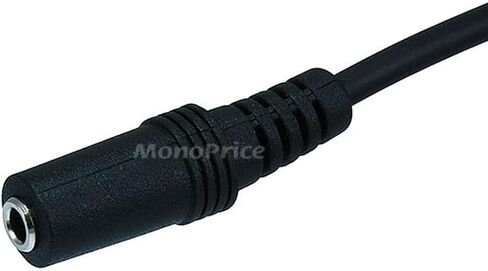 Monoprice 100649 12' 3.5mm Stereo Plug/Jack M/F Cable, Black in Kuwait