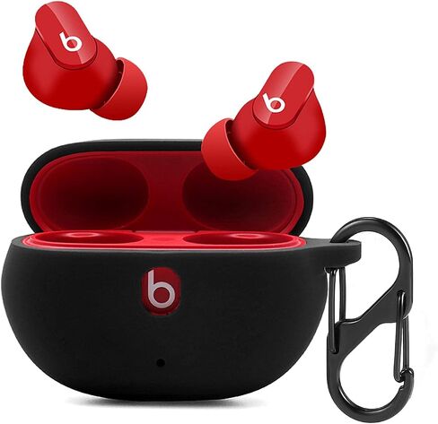 LiZHi Silicone Case for 2021 New Beats Studio Buds, Anti-Lost Shockproof Protective Cover with Keychain Easy Carrying Replacement Case with Carabiner (Black) in Kuwait