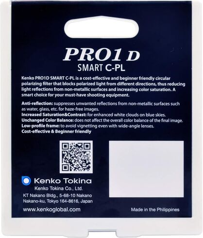 Kenko Circular Polarizing Filter PRO1D Smart C-PL Filter 77mm, for Removing Light Reflections, for Brilliant Landscape Photography, Lowprofile, 398777 in Kuwait