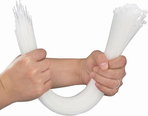 RIERPS50/100/1000 حزمة، 18 بوصة، ربطة عنق بيضاء بسحاب، مجموعة ربط كابل شديدة التحمل، حلقة تثبيت، غلاف سلكي (100، 0.12 بوصة × 4 بوصة) in Kuwait