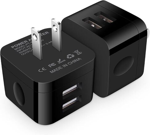 USB Wall Charger,USB Plug,2Pack Flat USBA Charger Block Charging Low Profile USBA Cube Charger Box Right Angle Plug Adapter for iPad Pro,iPad MiniiPad Air,iPhone 17 16 15 14 13 12 11 Max,Samsung,Pixel in Kuwait