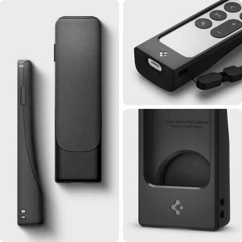 Spigen سيليكون مناسب مصمم لجهاز Apple TV 4K 2021/2022 Siri Remote مضاد للانزلاق ومضاد للصدمات متوافق مع AirTag - أسود in Kuwait
