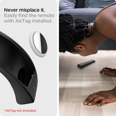 Spigen سيليكون مناسب مصمم لجهاز Apple TV 4K 2021/2022 Siri Remote مضاد للانزلاق ومضاد للصدمات متوافق مع AirTag - أسود in Kuwait
