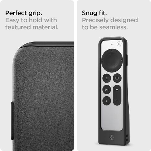 Spigen سيليكون مناسب مصمم لجهاز Apple TV 4K 2021/2022 Siri Remote مضاد للانزلاق ومضاد للصدمات متوافق مع AirTag - أسود in Kuwait