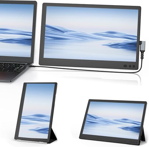موسع شاشة الكمبيوتر المحمول FLYTOCCA، شاشة الكمبيوتر المحمول المحمولة، موسع شاشة الكمبيوتر المحمول 1080P FHD، التوصيل والتشغيل بدون سائق (P1S-11.6 بوصة مزدوج) in Kuwait
