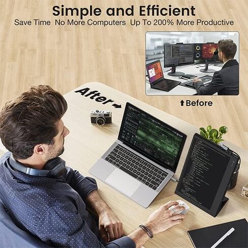 موسع شاشة الكمبيوتر المحمول FLYTOCCA، شاشة الكمبيوتر المحمول المحمولة، موسع شاشة الكمبيوتر المحمول 1080P FHD، التوصيل والتشغيل بدون سائق (P1S-11.6 بوصة مزدوج) in Kuwait