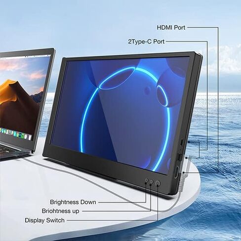 موسع شاشة الكمبيوتر المحمول FLYTOCCA، شاشة الكمبيوتر المحمول المحمولة، موسع شاشة الكمبيوتر المحمول 1080P FHD، التوصيل والتشغيل بدون سائق (P1S-11.6 بوصة مزدوج) in Kuwait