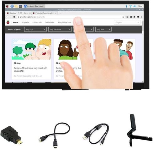 Ingcool 7 بوصة HDMI LCD 1024x600 دقة شاشة تعمل باللمس سعوية IPS وحدة عرض متوافقة مع Raspberry Pi 4 3 2 1 B B+ A+، الكمبيوتر الشخصي، تدعم Windows 10/8.1/8 / 7 in Saudi Arabia