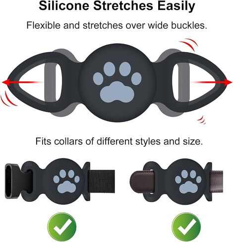 Waterproof Collar Holder Compatible with Airtag (2 Pack), Protective Anti-Lost Case for GPS Tracker, Silicone Collar Holder for Pets (Black/Black) in Saudi Arabia