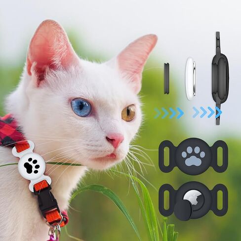 Waterproof Collar Holder Compatible with Airtag (2 Pack), Protective Anti-Lost Case for GPS Tracker, Silicone Collar Holder for Pets (Black/Black) in Saudi Arabia