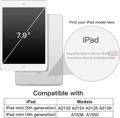 JETech Case for iPad Mini 5/4 (7.9-Inch 2019/2015 Model) with Pencil Holder, Clear Transparent Back Shell Slim Stand Shockproof Tablet Cover, Auto Wake/Sleep (Black) in Saudi Arabia