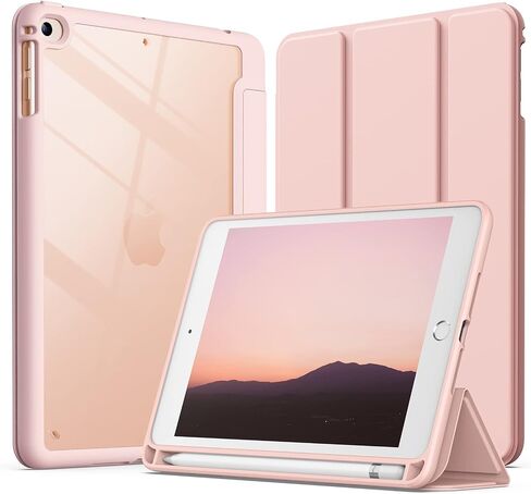 JETech Case for iPad Mini 5/4 (7.9-Inch 2019/2015 Model) with Pencil Holder, Clear Transparent Back Shell Slim Stand Shockproof Tablet Cover, Auto Wake/Sleep (Black) in Saudi Arabia