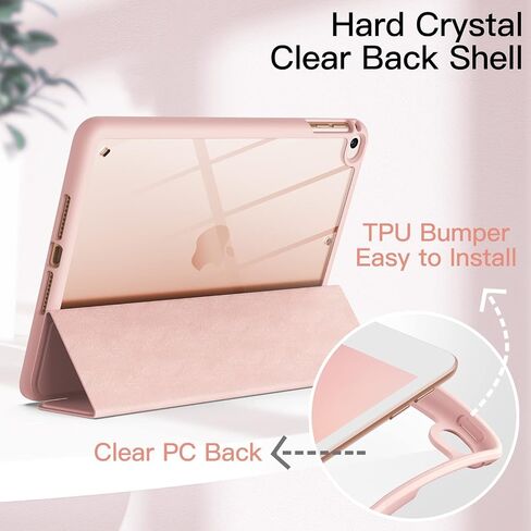 JETech Case for iPad Mini 5/4 (7.9-Inch 2019/2015 Model) with Pencil Holder, Clear Transparent Back Shell Slim Stand Shockproof Tablet Cover, Auto Wake/Sleep (Black) in Saudi Arabia