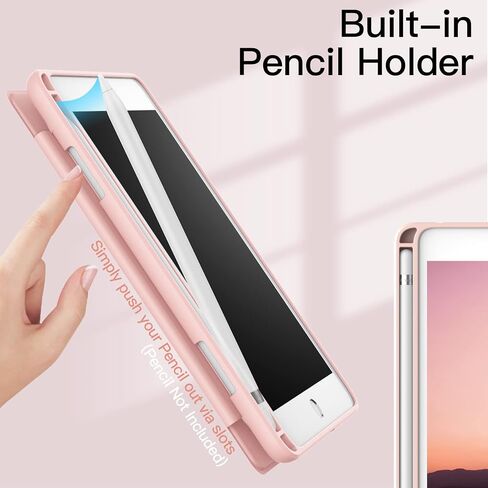 JETech Case for iPad Mini 5/4 (7.9-Inch 2019/2015 Model) with Pencil Holder, Clear Transparent Back Shell Slim Stand Shockproof Tablet Cover, Auto Wake/Sleep (Black) in Saudi Arabia
