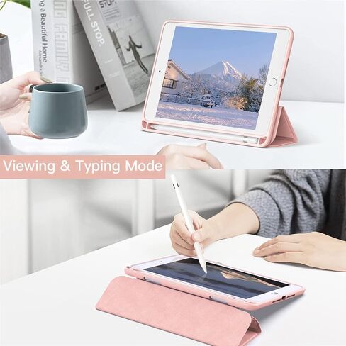 JETech Case for iPad Mini 5/4 (7.9-Inch 2019/2015 Model) with Pencil Holder, Clear Transparent Back Shell Slim Stand Shockproof Tablet Cover, Auto Wake/Sleep (Black) in Saudi Arabia