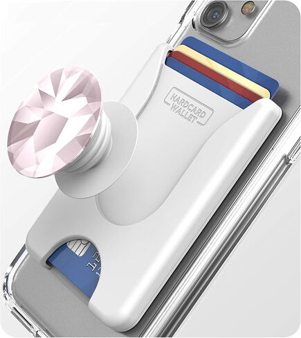 Encased Stick On Phone Wallet Card Holder (Compatible with PopSocket) Securely Holds Up to 4 Cards (White) in Saudi Arabia