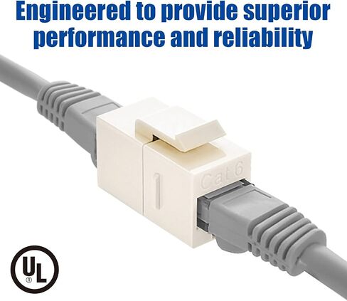 Beszin Cat.6 RJ45 Inline Coupler with Keystone Latch, Female-Female [50-Micron Gold Plated] (5-Pack, White) in Kuwait