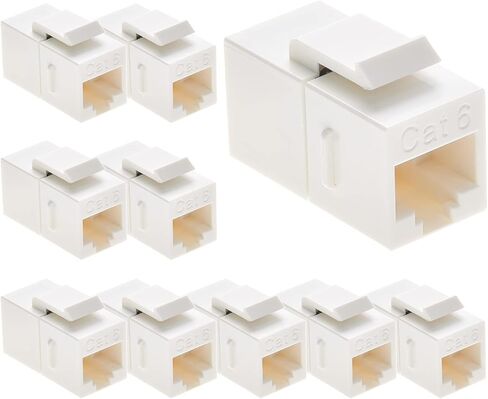 Beszin Cat.6 RJ45 Inline Coupler with Keystone Latch, Female-Female [50-Micron Gold Plated] (5-Pack, White) in Kuwait