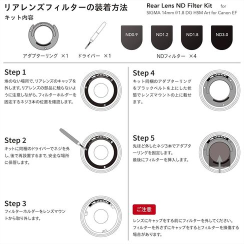 Haida HD4643 6972288553254 Rear Lens ND Filter Kit (ND0.9+1.2+1.8+3.0) for Sigma 14mm f/1.8 DG HSM Art, Canon EF, Colorless in Saudi Arabia