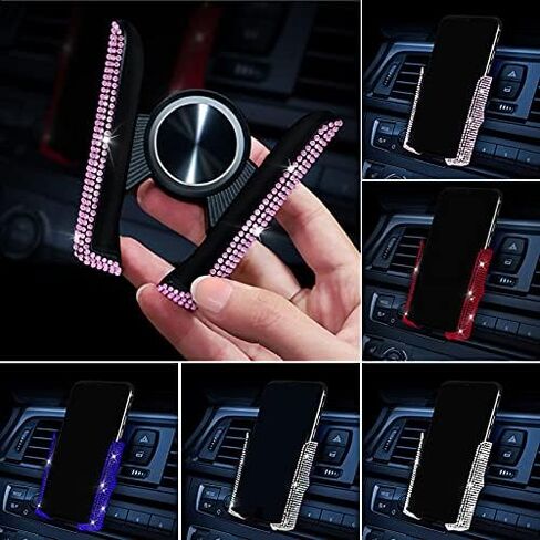 SUNCARACCL Pink Bling Car Phone Holder Diamond Car Vent Phone Mount in Kuwait