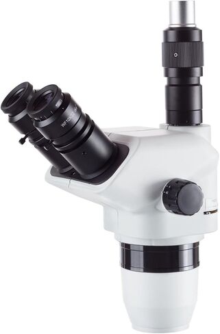AmScope ZM2225NT Trinocular Stereo Microscope Head, EW10x and EW25x Focusing Eyepieces, 2X-225X Zoom Magnification, 0.67X-4.5X Zoom Objective, Includes 0.3x and 2.0X Barlow Lenses in Saudi Arabia
